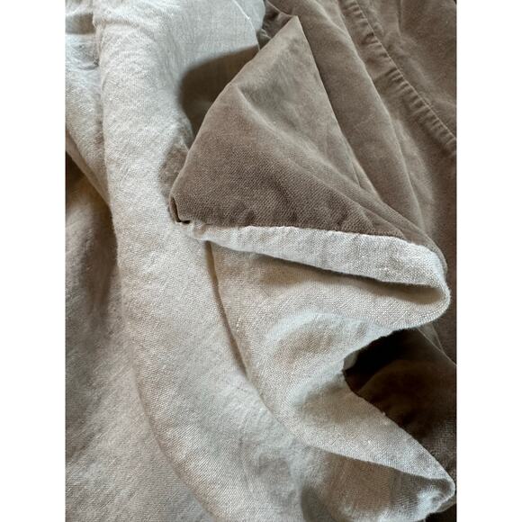 Williams-Sonoma Home Velvet Linen Duvet Cover Full Queen taupe beige brown - Picture 9 of 15